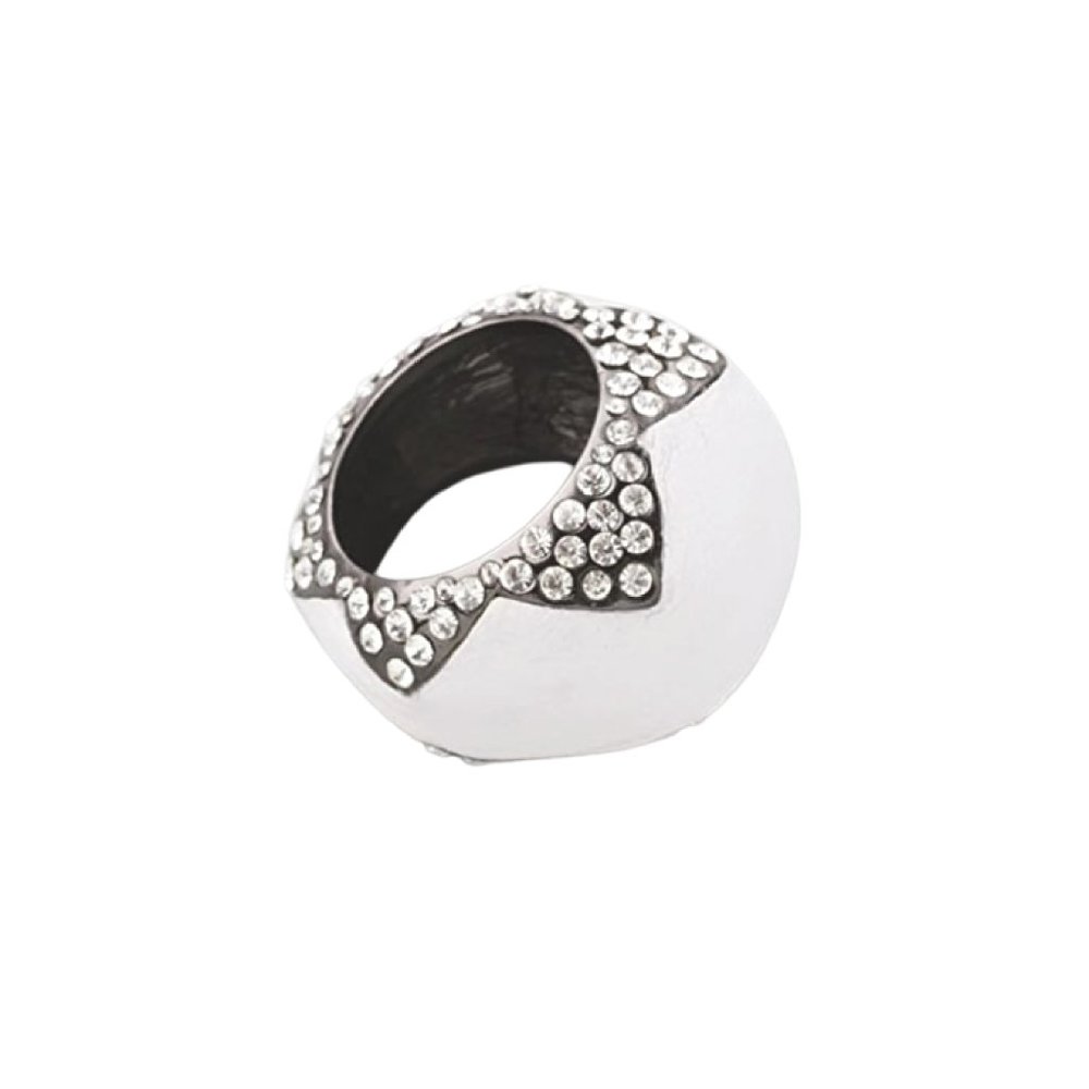 House of Harlow Leather & Crystal Cocktail Ring
